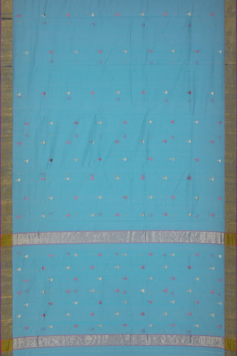 Image of Chanderi Silk Cotton Blue Saree