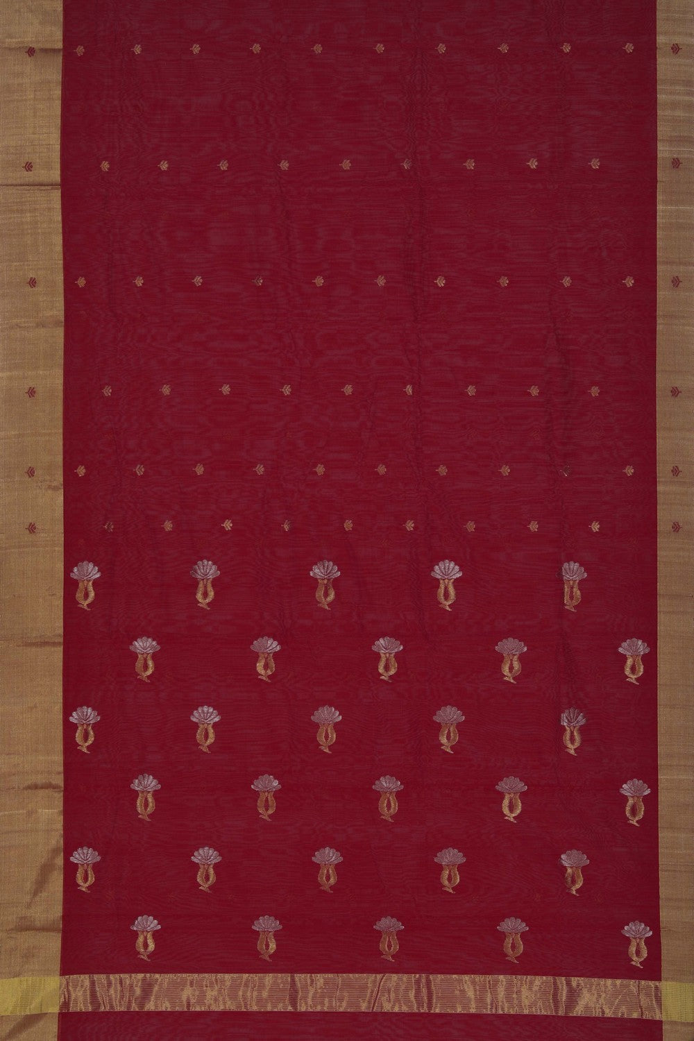 Image of Chanderi Silk Cotton Red Saree
