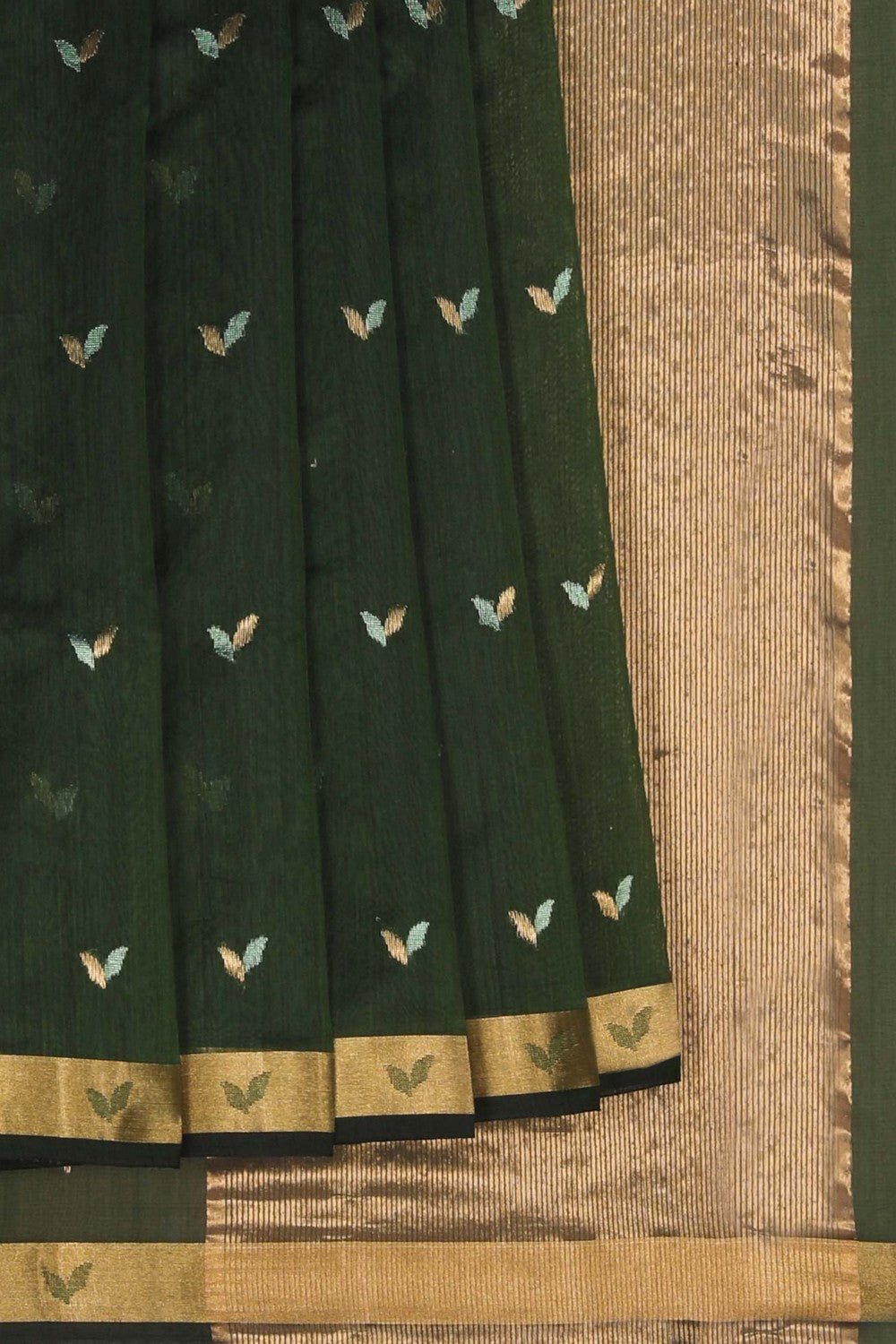 Image of Chanderi Silk Cotton Green Saree