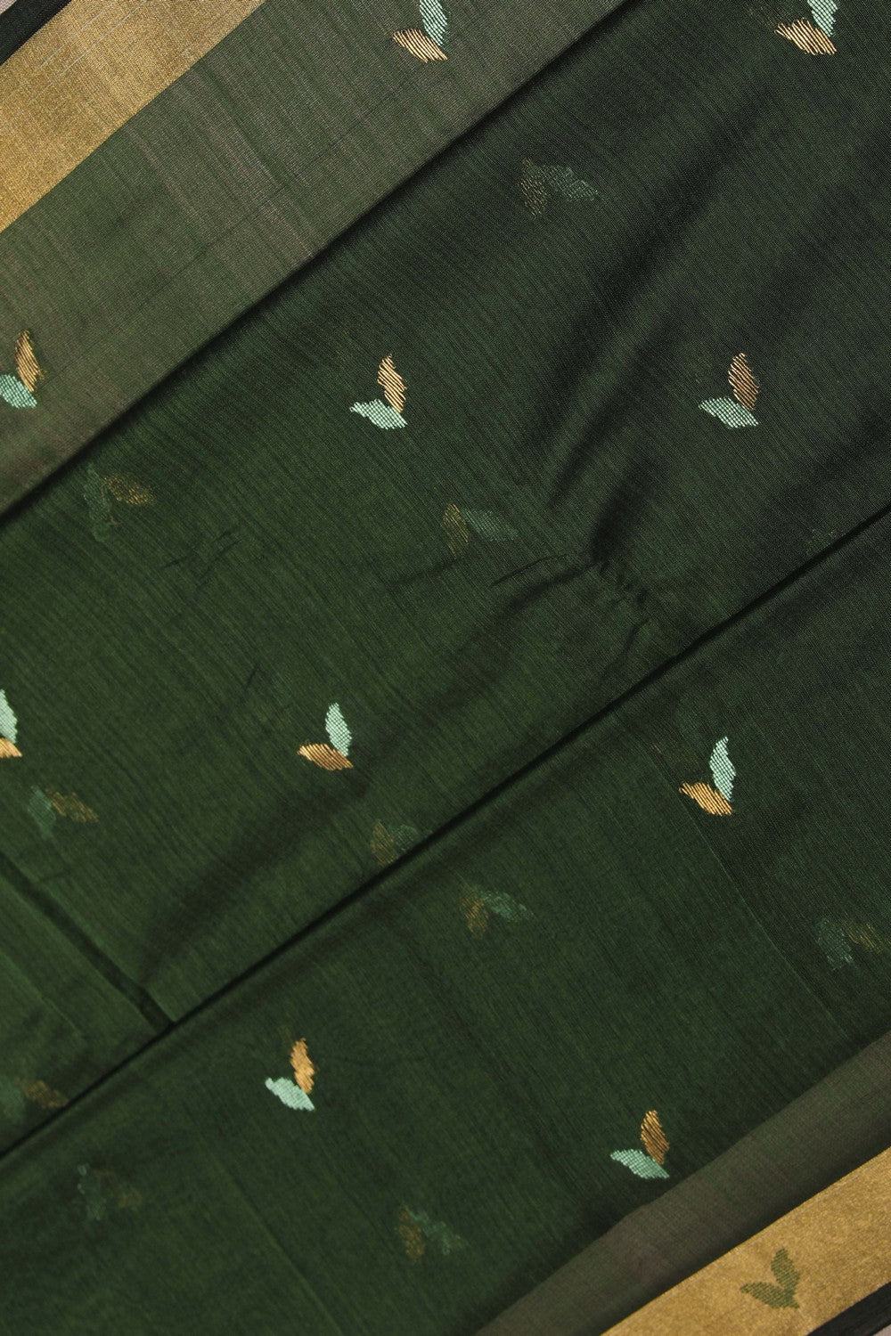 Image of Chanderi Silk Cotton Green Saree