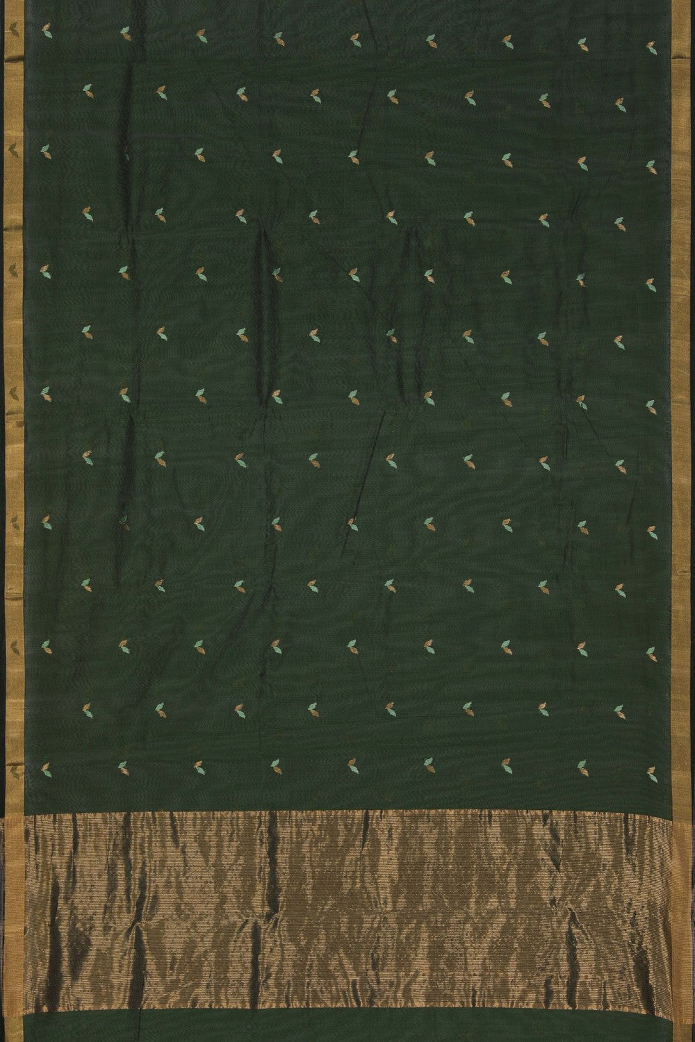 Image of Chanderi Silk Cotton Green Saree