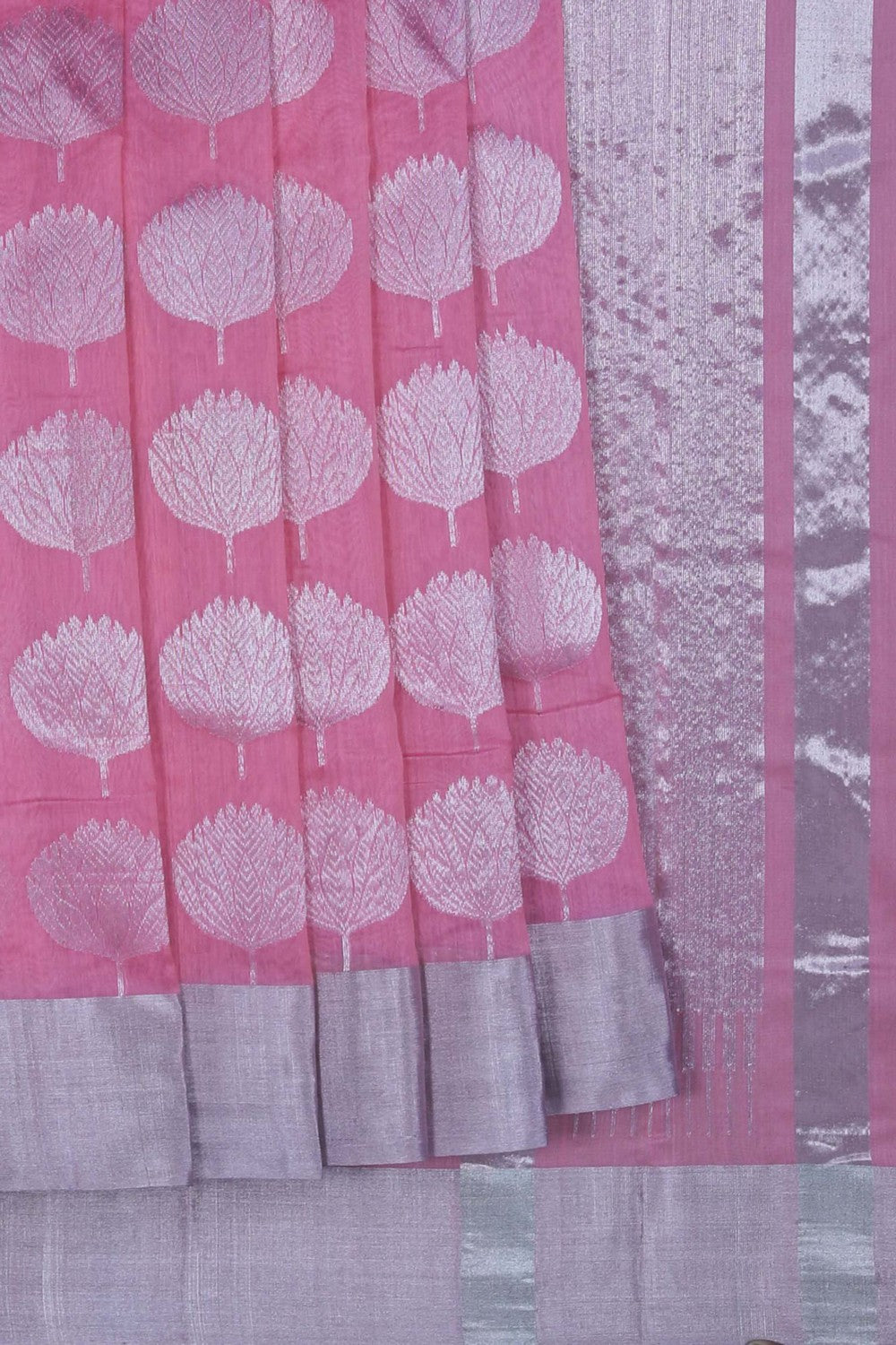 Image of Chanderi Silk Cotton Pink Saree