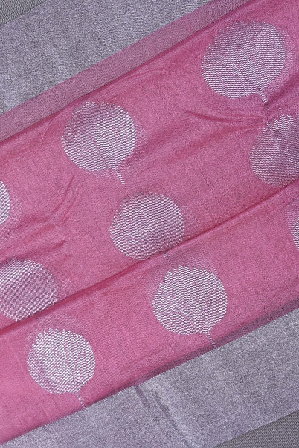 Image of Chanderi Silk Cotton Pink Saree