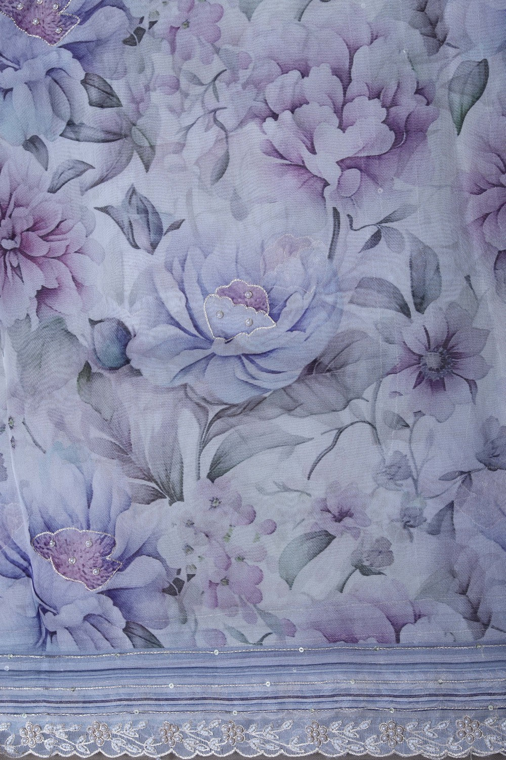 Image of Banarasi Kora Floral Printed Saree