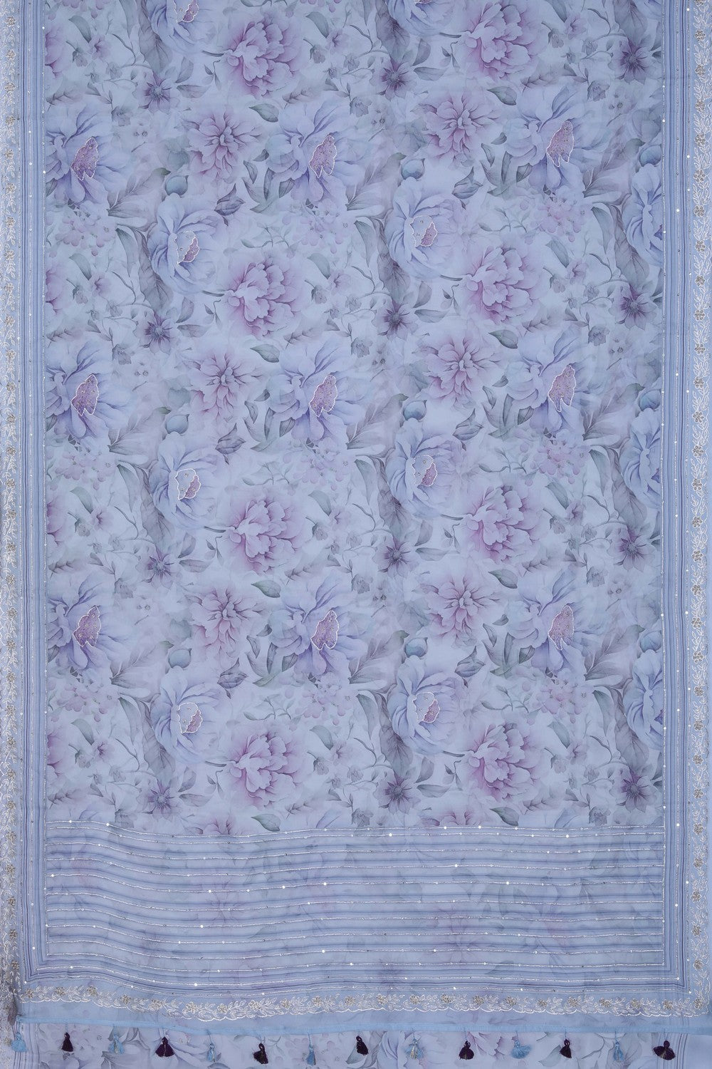 Image of Banarasi Kora Floral Printed Saree