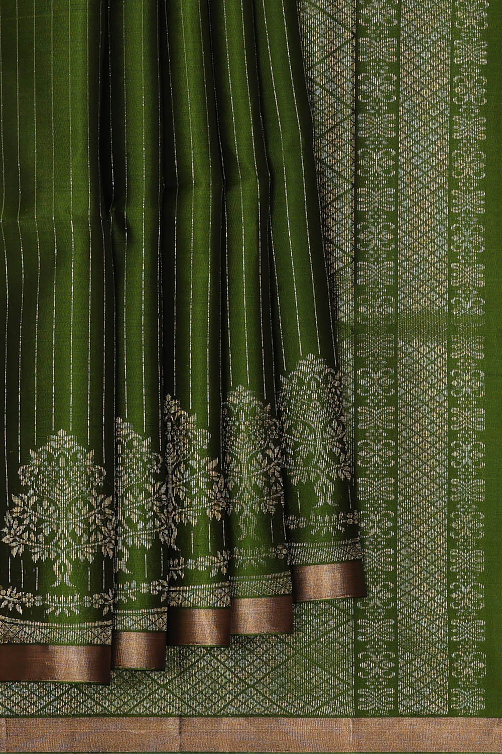Image of South Silk Dark Green Saree