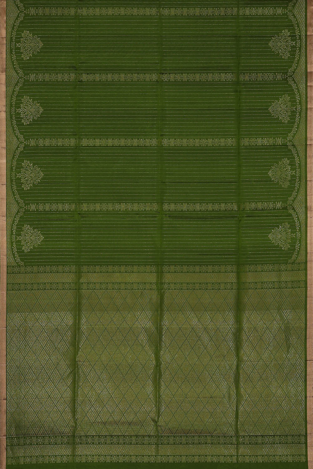 Image of South Silk Dark Green Saree