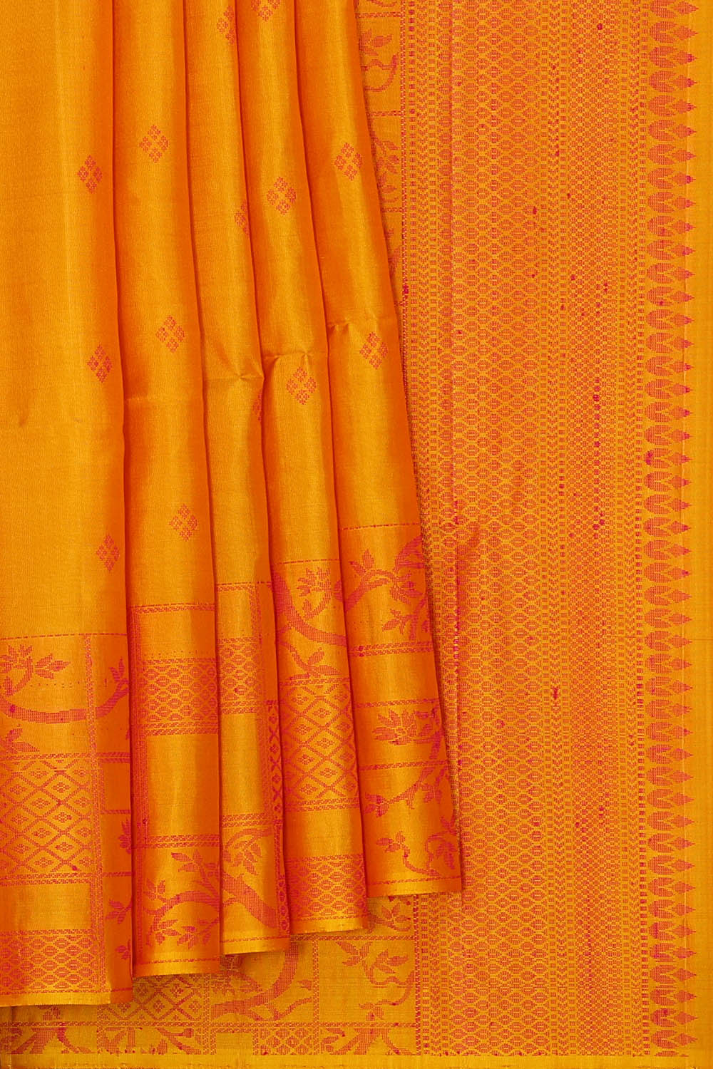 Image of South Silk Mustard Yellow Saree