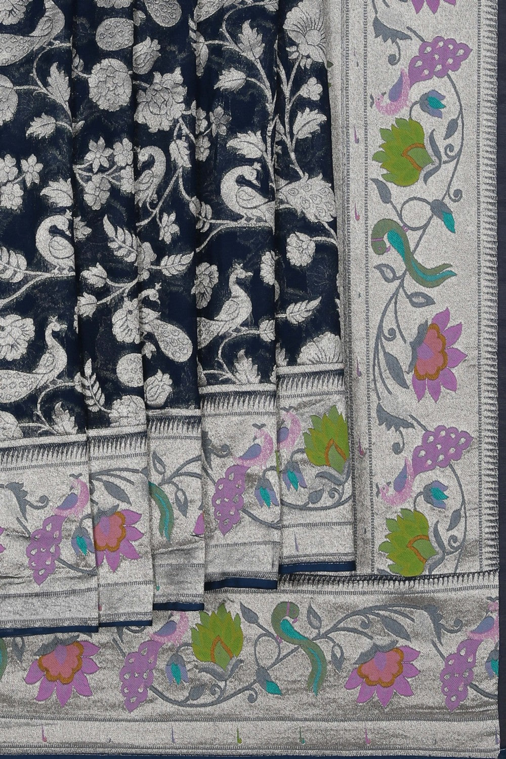 Image of A Navy Blue Georgette Saree