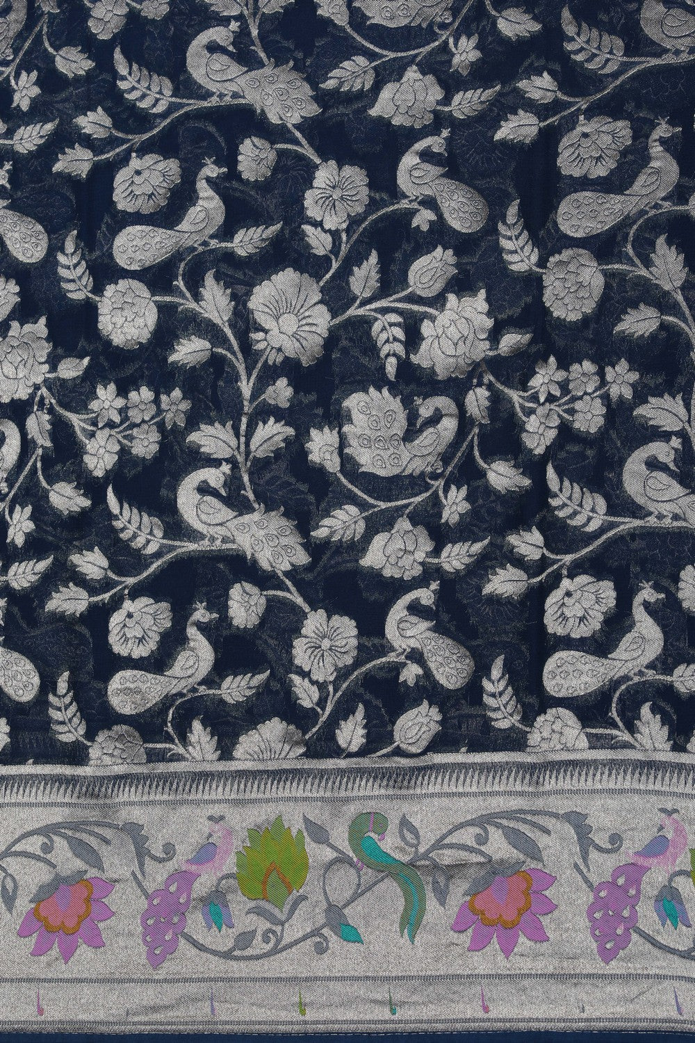 Image of A Navy Blue Georgette Saree