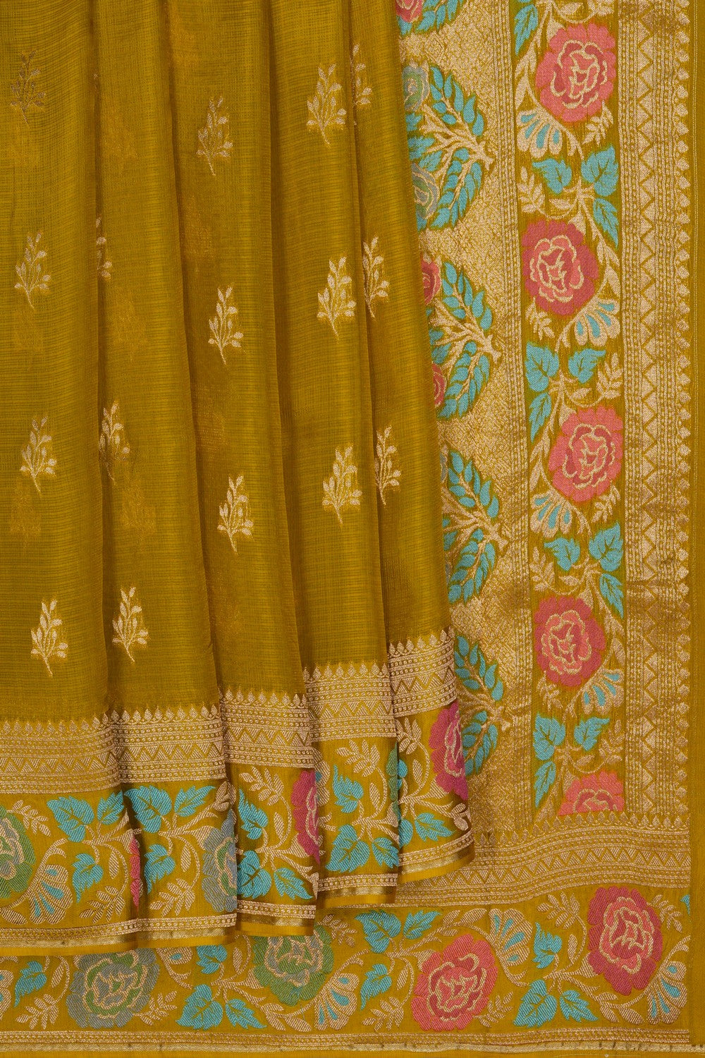 Image of Kota Silk Moss-Green Saree