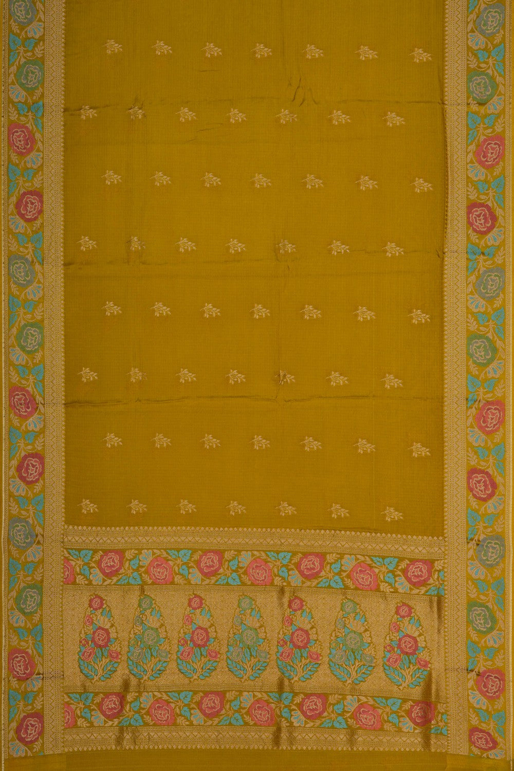 Image of Kota Silk Moss-Green Saree