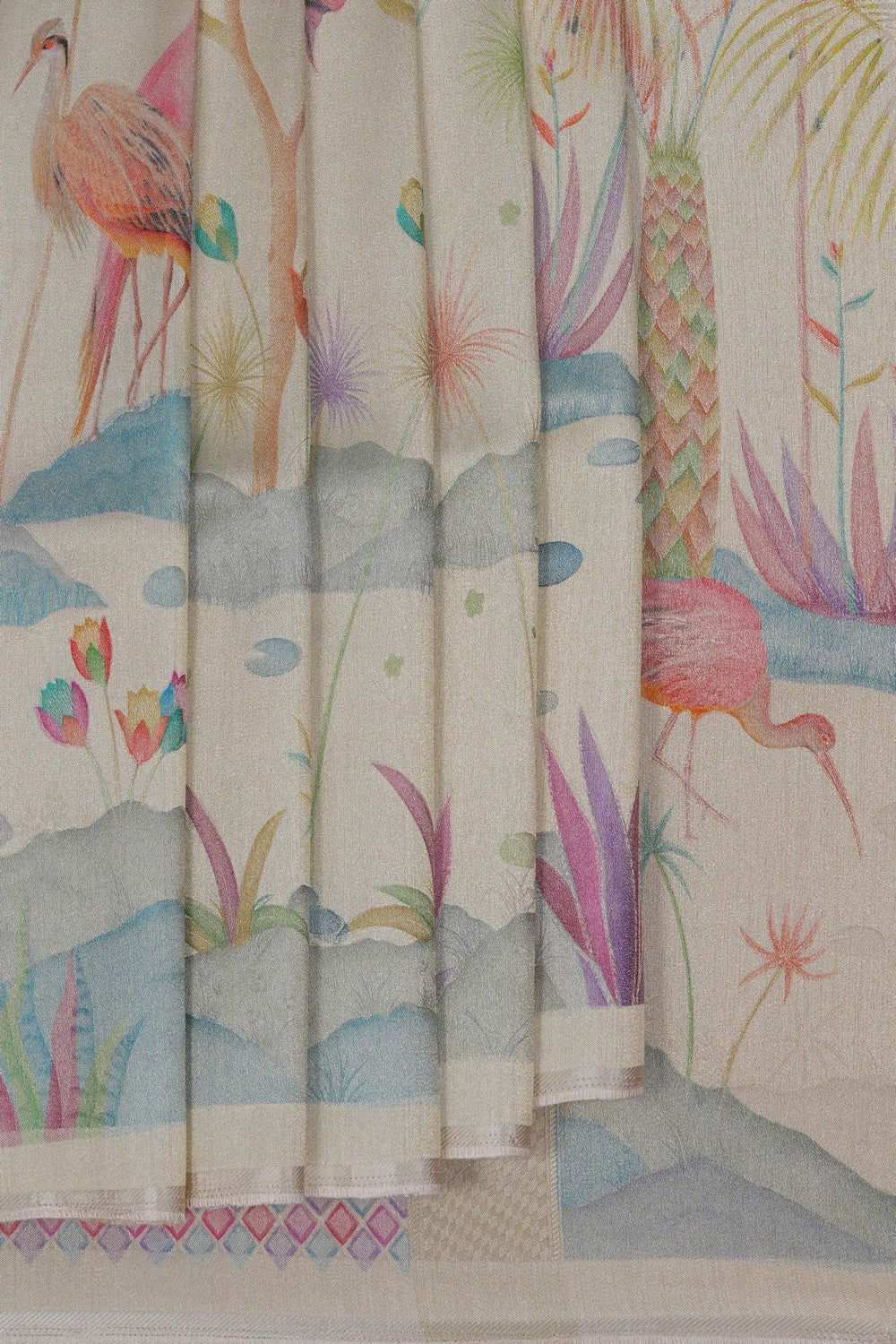 Image of A Classy Off-White Tissue Silk Saree