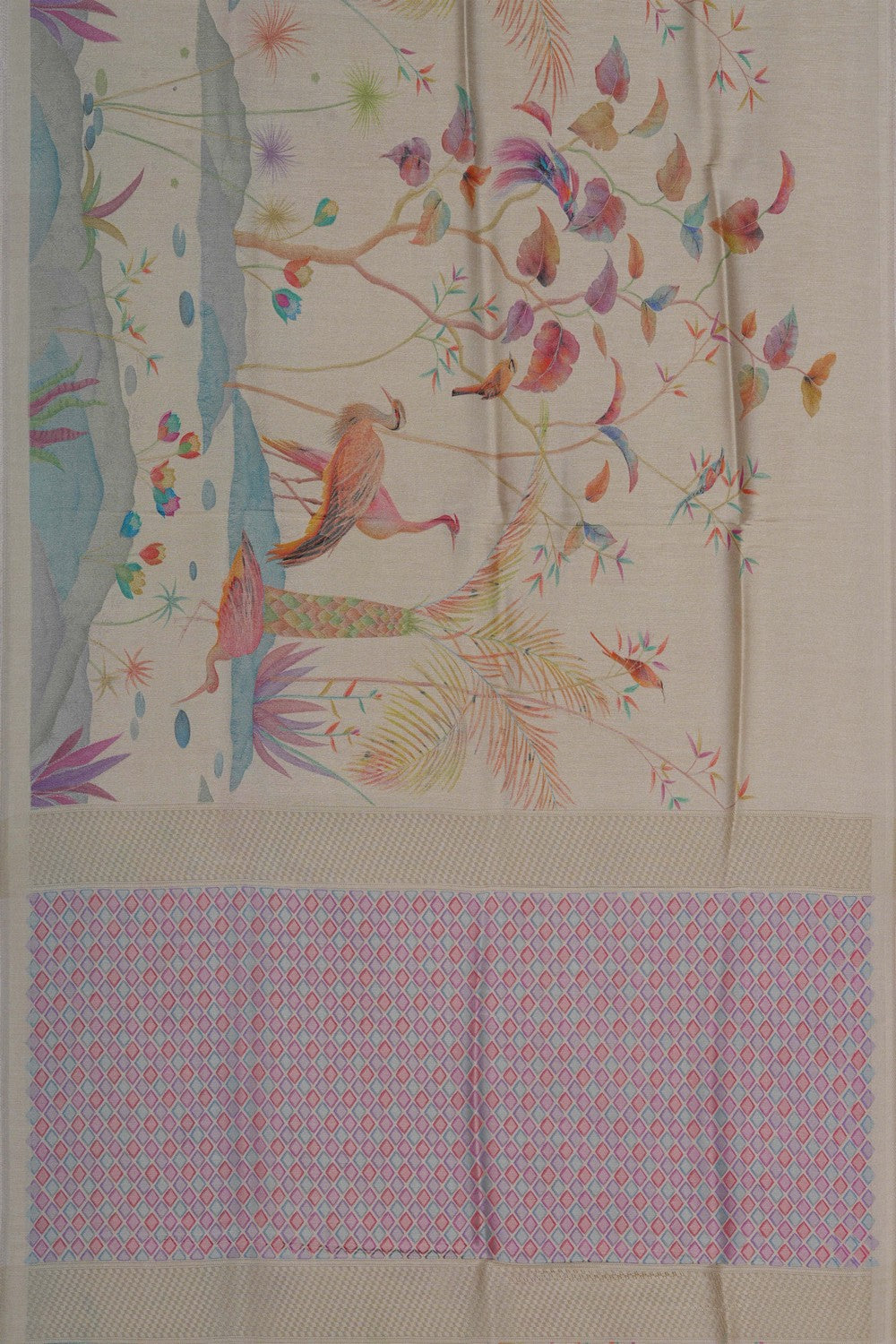 Image of A Classy Off-White Tissue Silk Saree