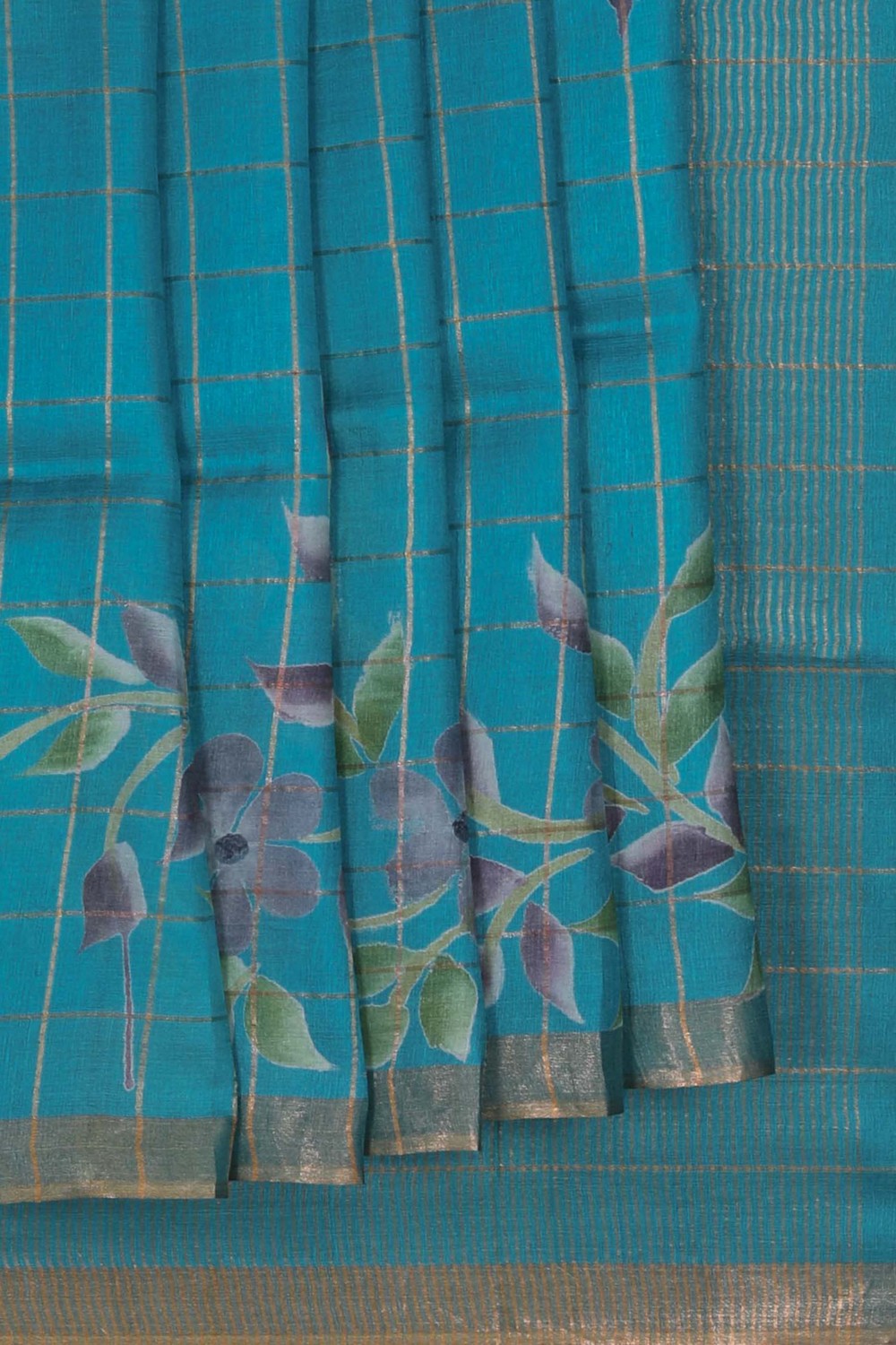 Image of Tussar Silk Blue Saree