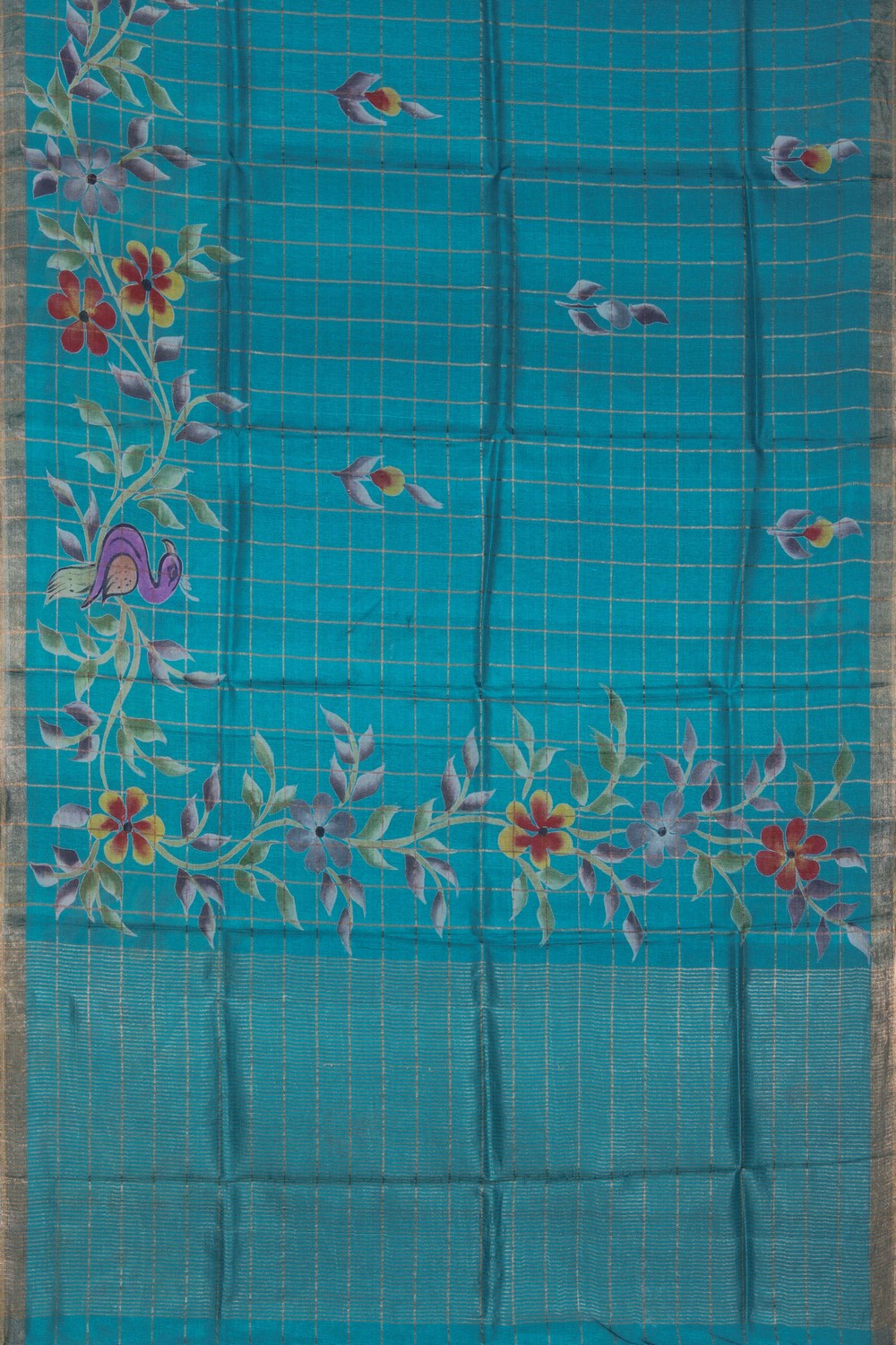 Image of Tussar Silk Blue Saree