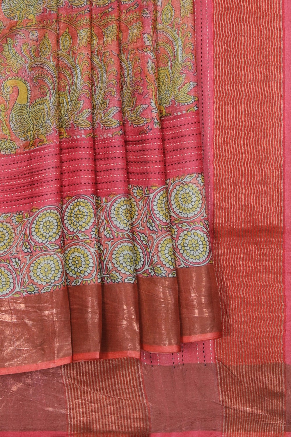 Image of Tussar Silk Pink Saree