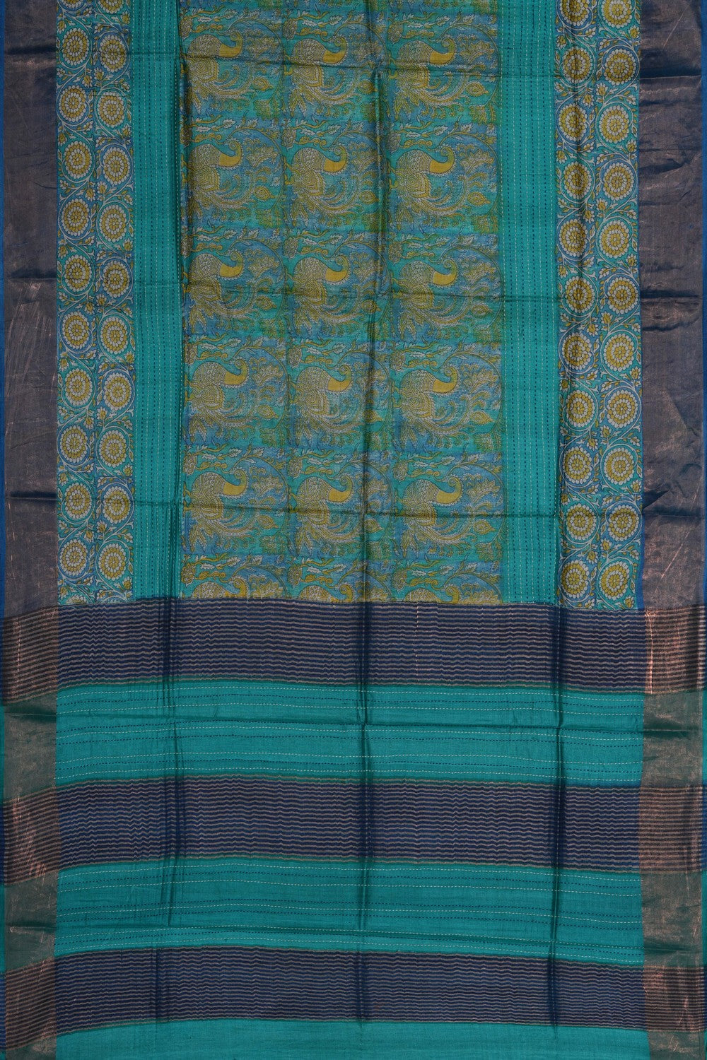Image of Tussar Silk Blue Saree