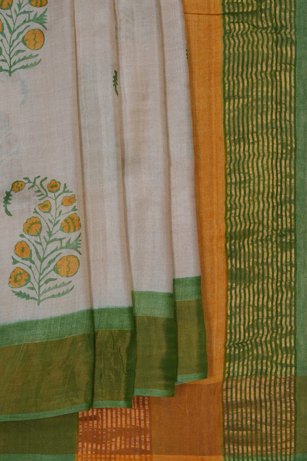 Image of Tussar Silk Paisley Prints Saree