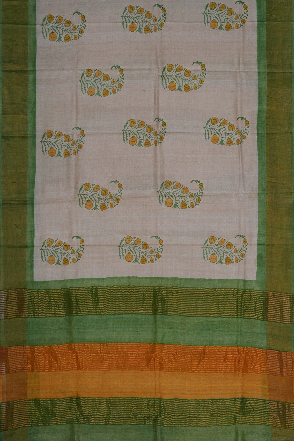 Image of Tussar Silk Paisley Prints Saree