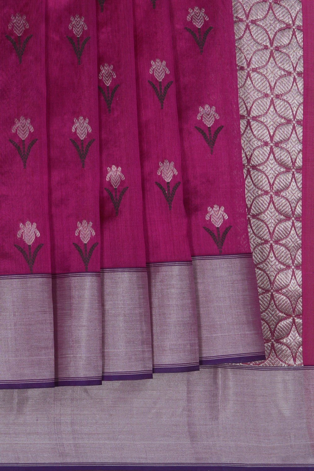 Image of Chanderi Magenta Pink Saree
