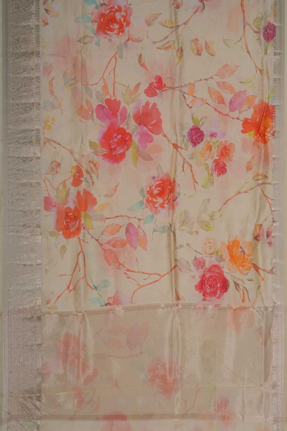 Image of Cream Kora Silk Saree