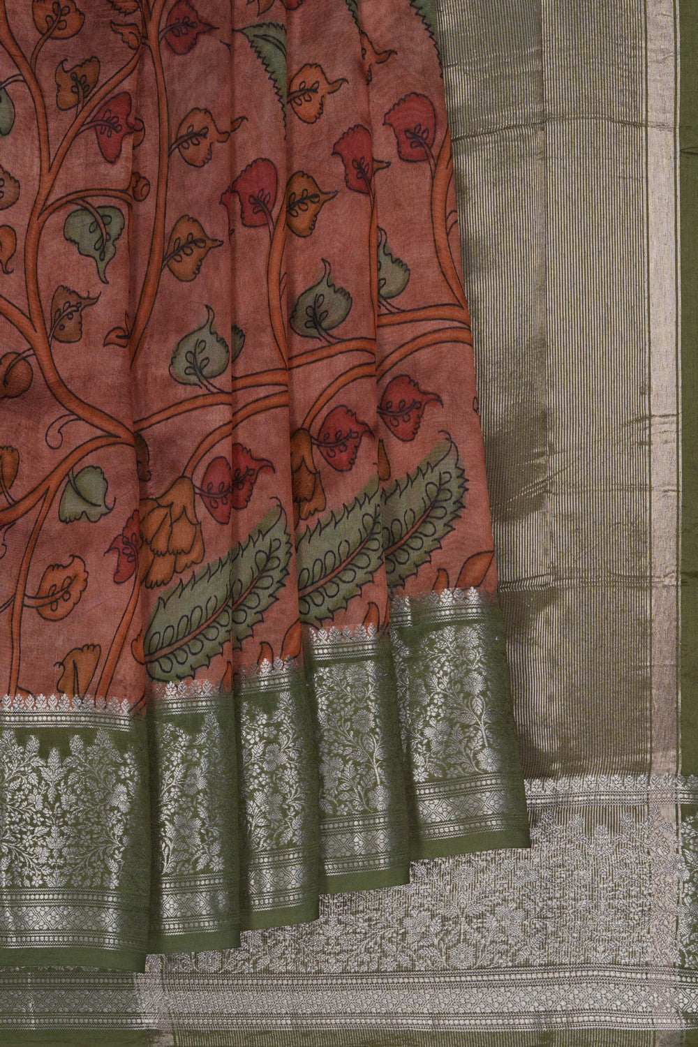 Image of A Caramel Brown Kora Silk Saree