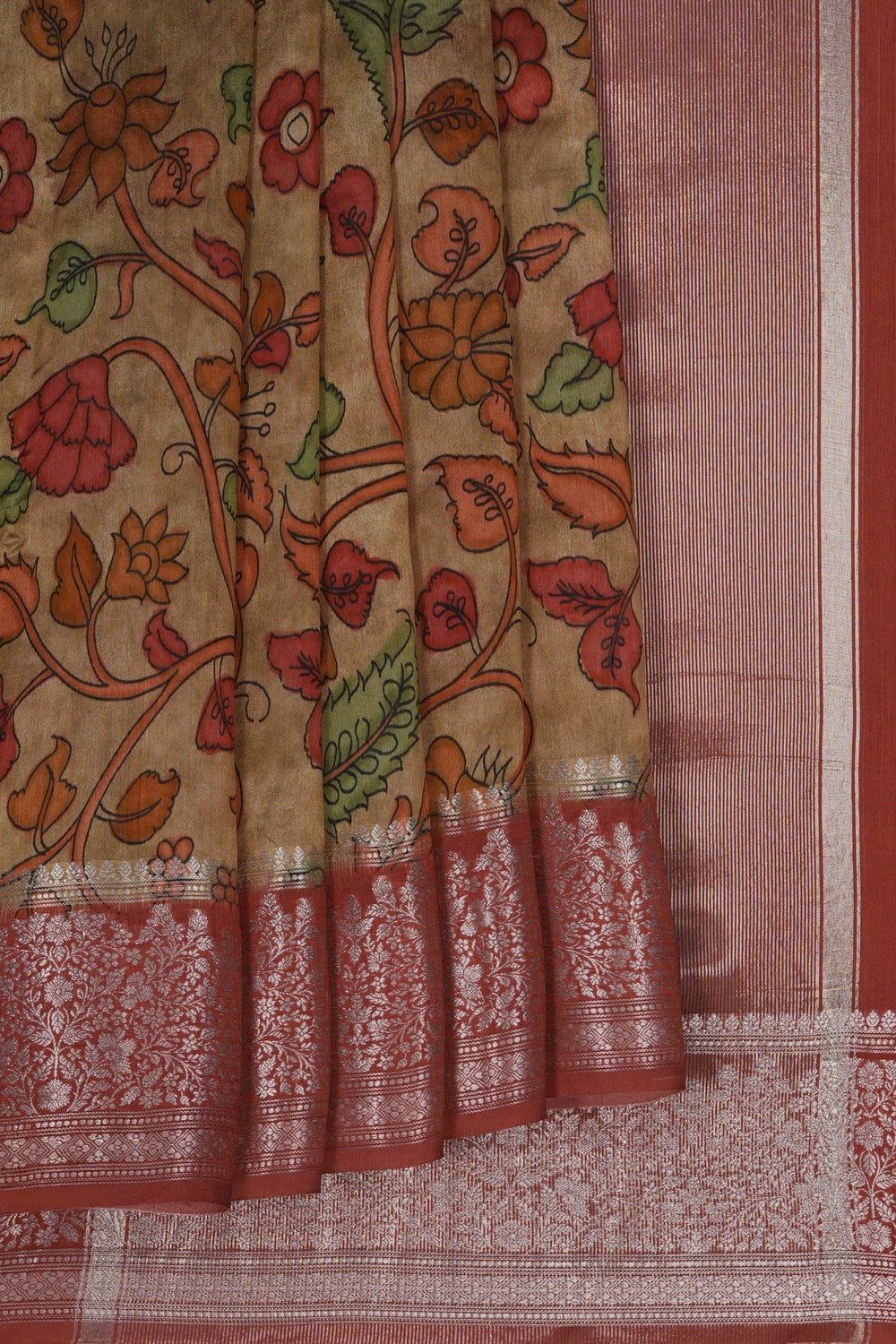 Image of A Beige Kora Silk Saree