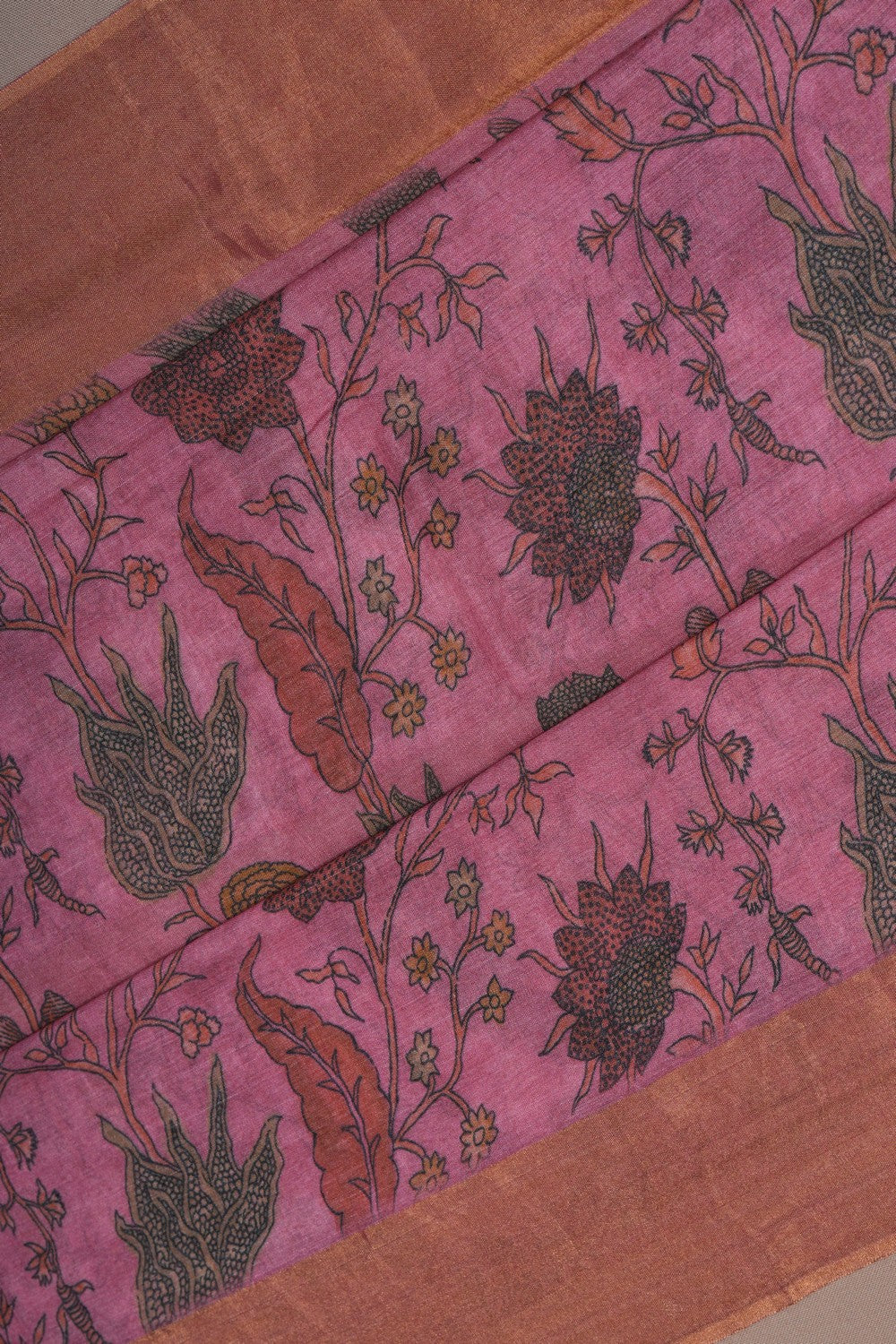 Image of Tussar Silk Pink Saree