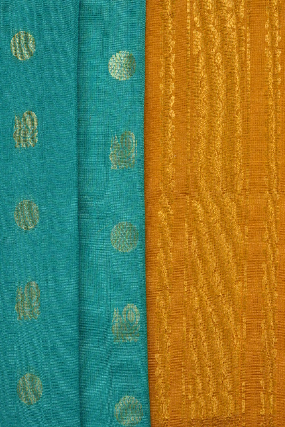Image of Sea-Green Venkatagiri Cotton-Silk Saree