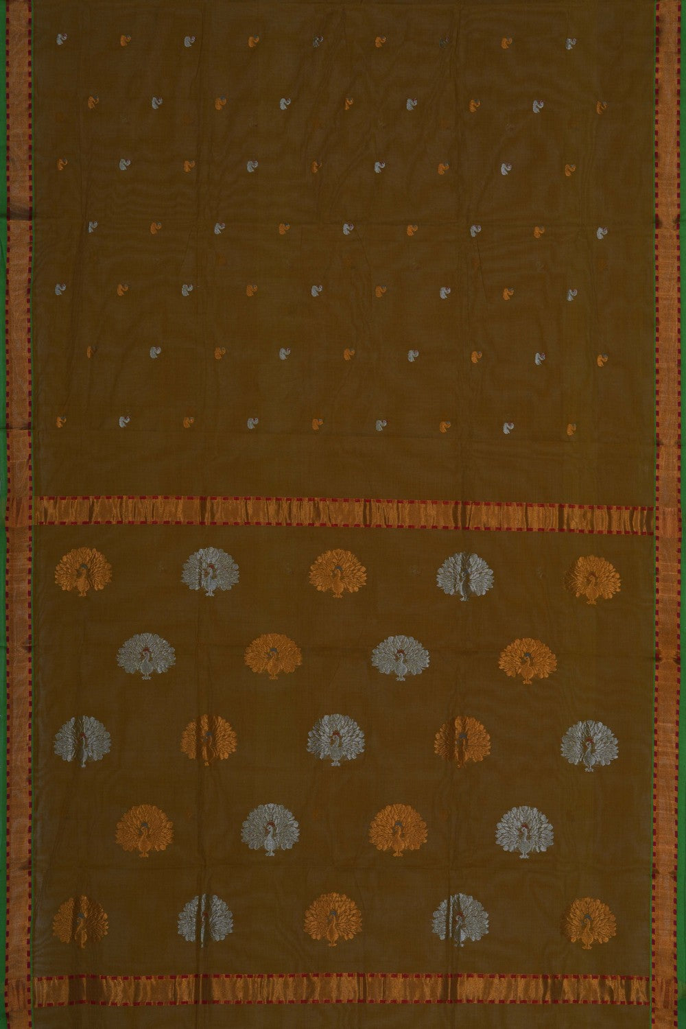 Image of A Moss-Green Venkatagiri Saree