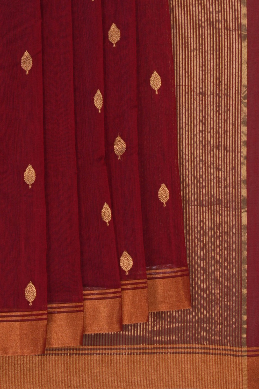 Image of Chanderi Silk Cotton Maroon Saree