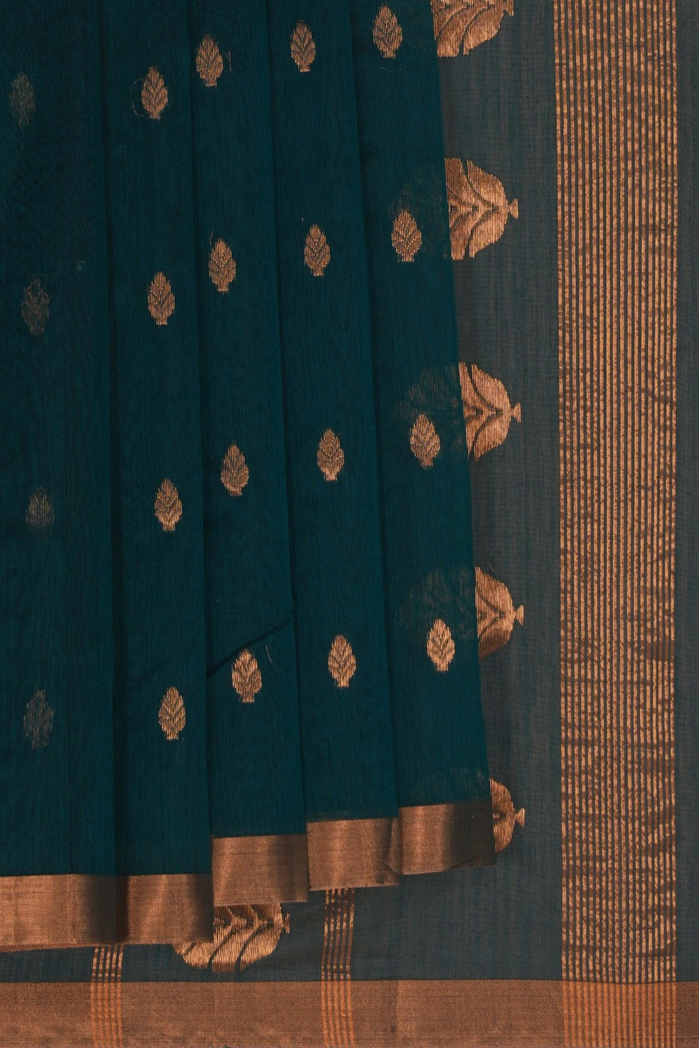 Image of Chanderi Silk Cotton Teal Green Saree