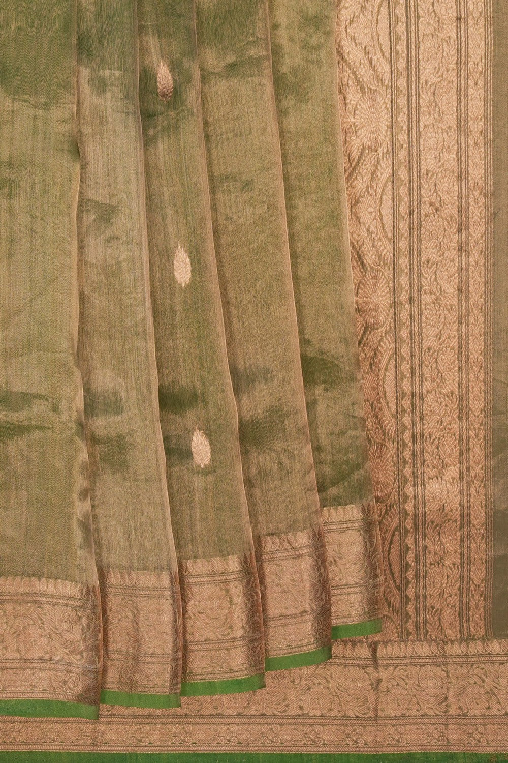 Image of Chanderi Tissue Silk Green Saree