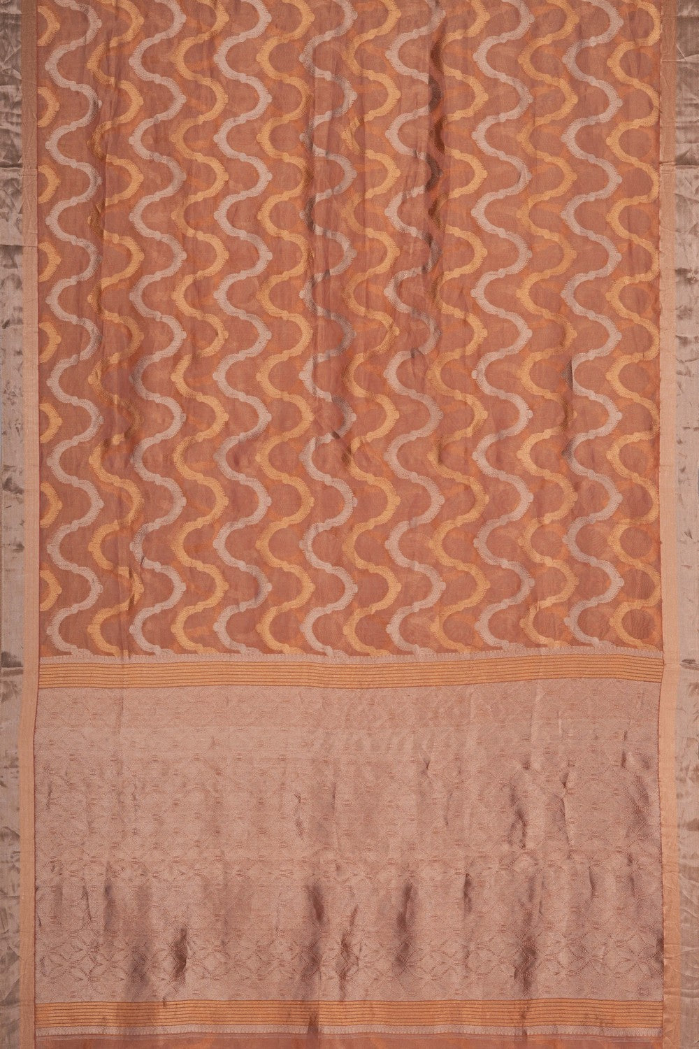 Image of Chanderi Tissue Silk Peach Saree