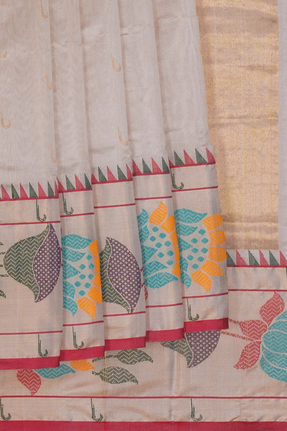 Image of Chanderi Tissue Silk Off-White Saree