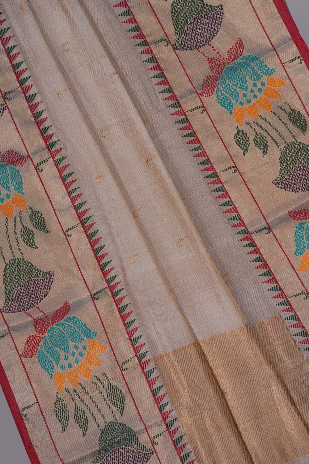 Image of Chanderi Tissue Silk Off-White Saree