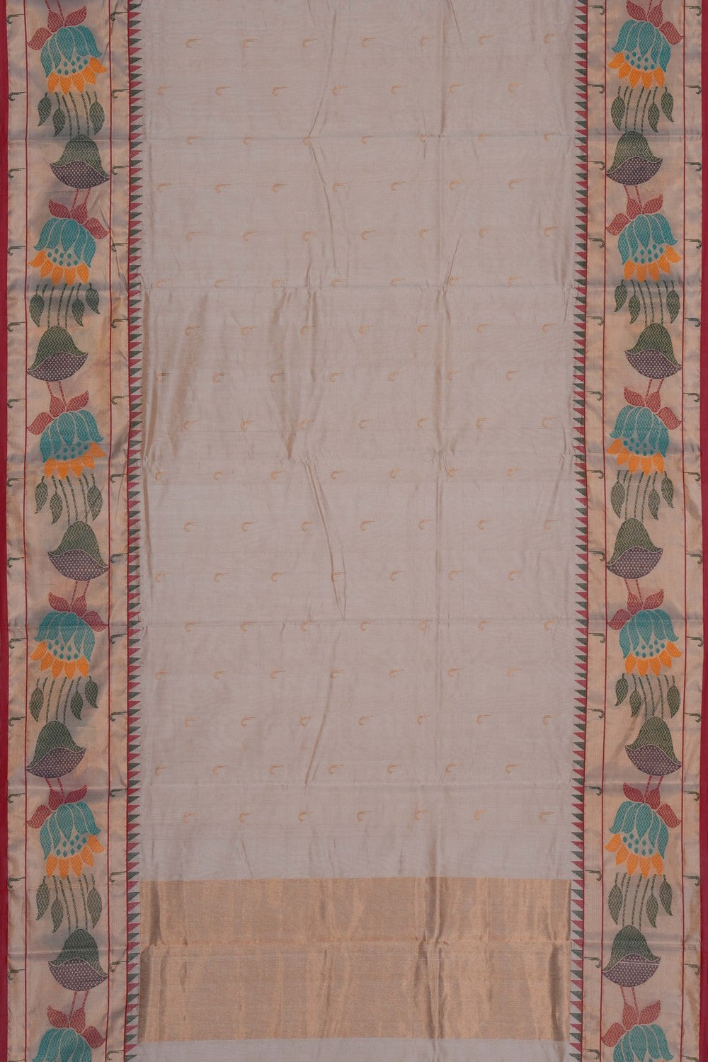 Image of Chanderi Tissue Silk Off-White Saree