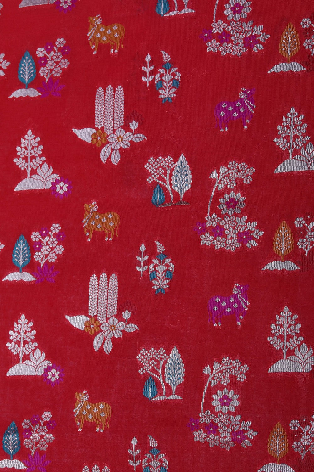 Image of Banarasi Silk Brocade Red Saree