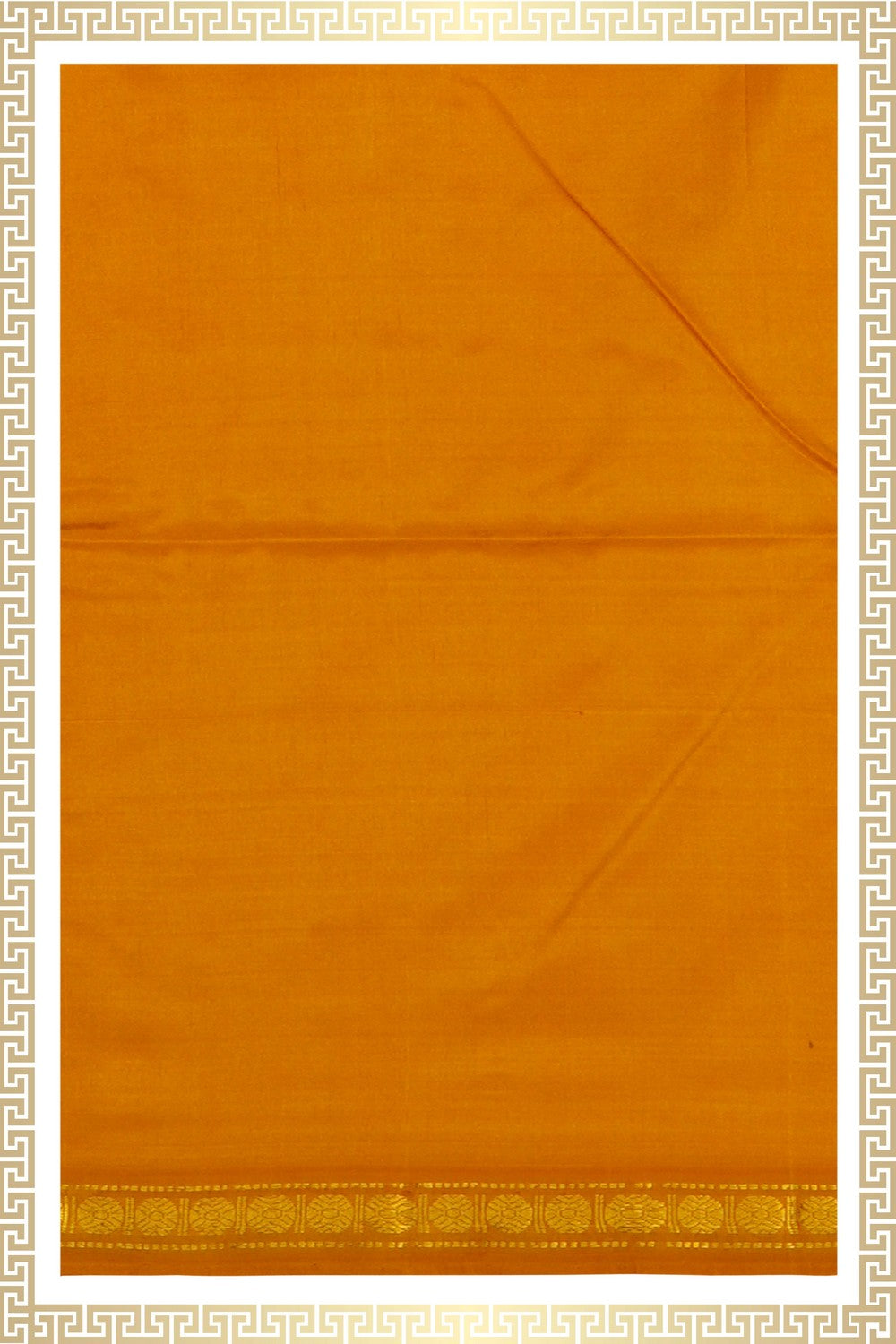 Image of A Mustard Silk Dhoti With Kanduva (8 X 4)