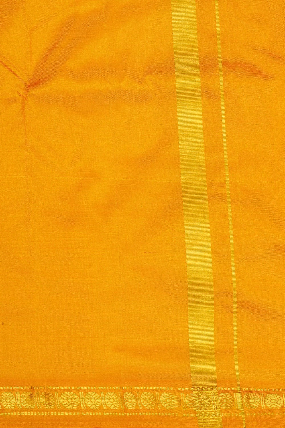 Image of A Mustard Silk Dhoti With Kanduva (8 X 4)
