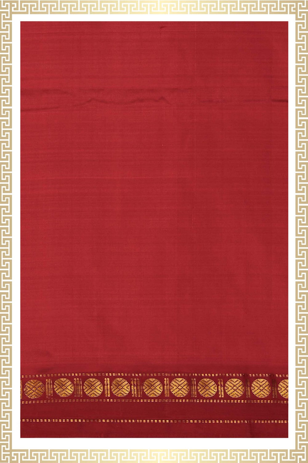 Image of A Red Silk Dhoti With Kanduva (8 X 4)