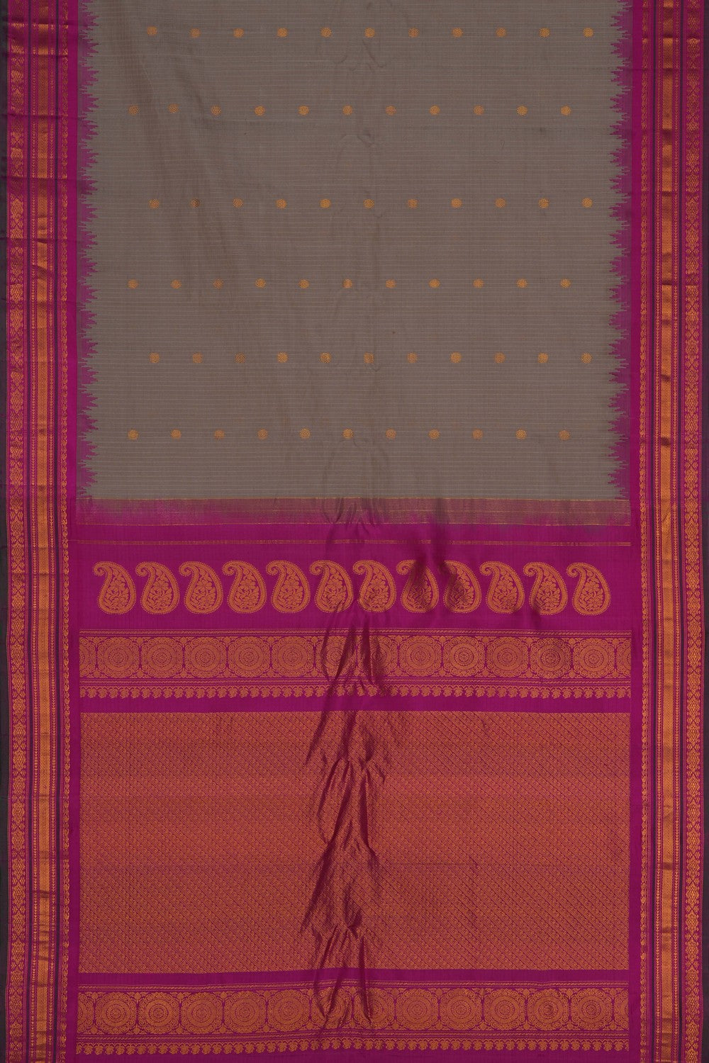 Image of Gadwal Silk Cotton Grey Saree
