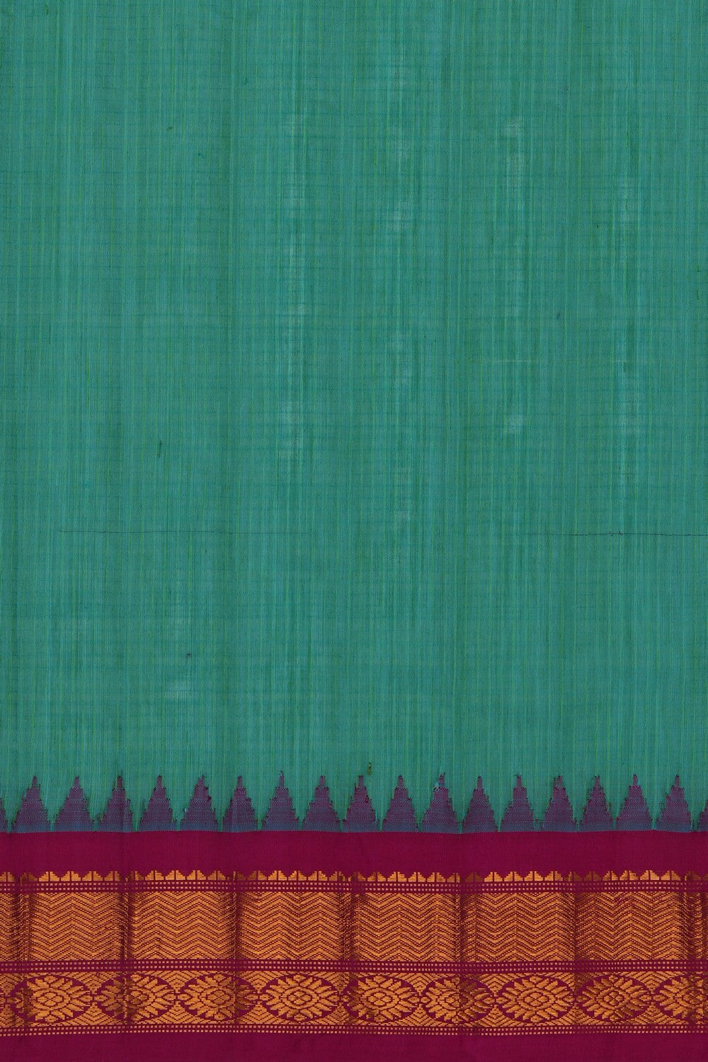 Image of Gadwal Silk Cotton Sea Green Saree