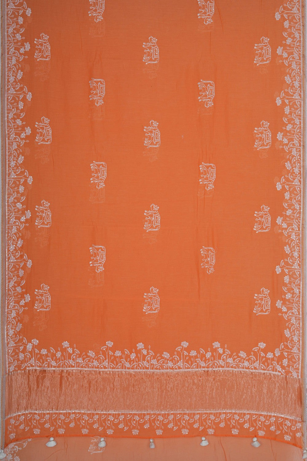 Image of An Orange Embroidery Saree