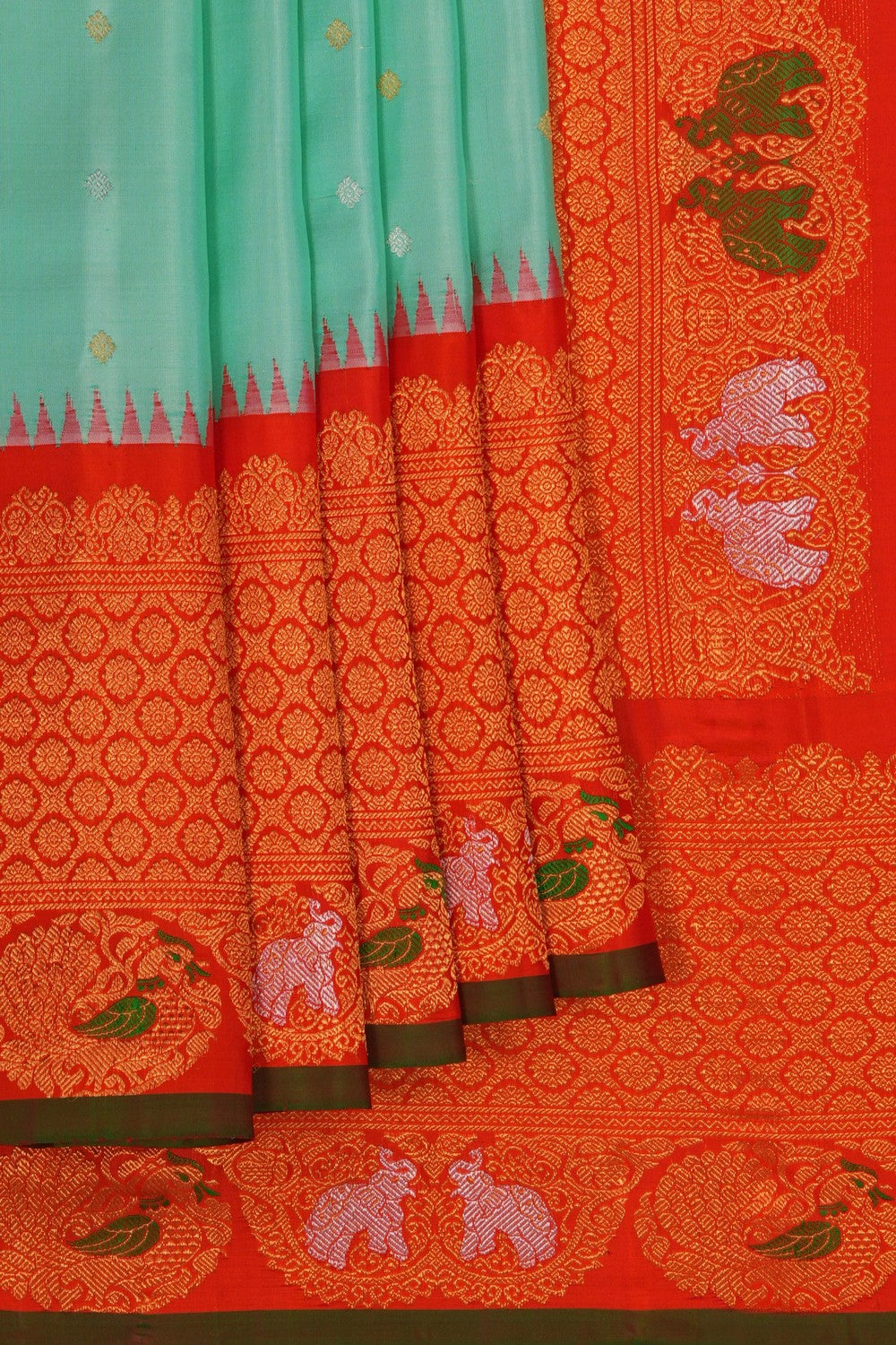 Image of Gadwal Silk Sea Green Saree