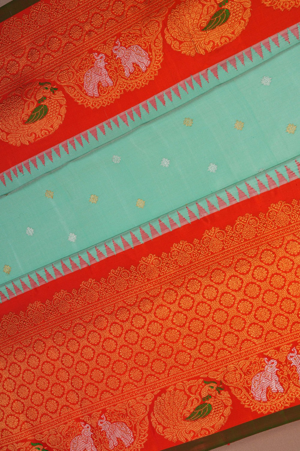 Image of Gadwal Silk Sea Green Saree