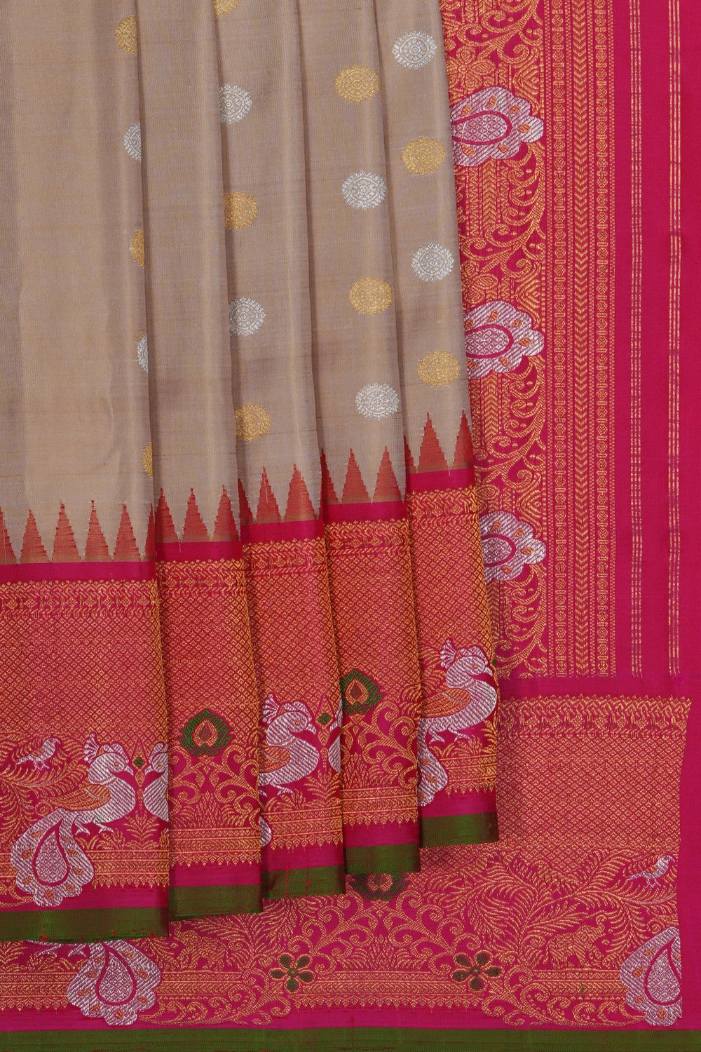 Image of Gadwal Silk Beige Saree