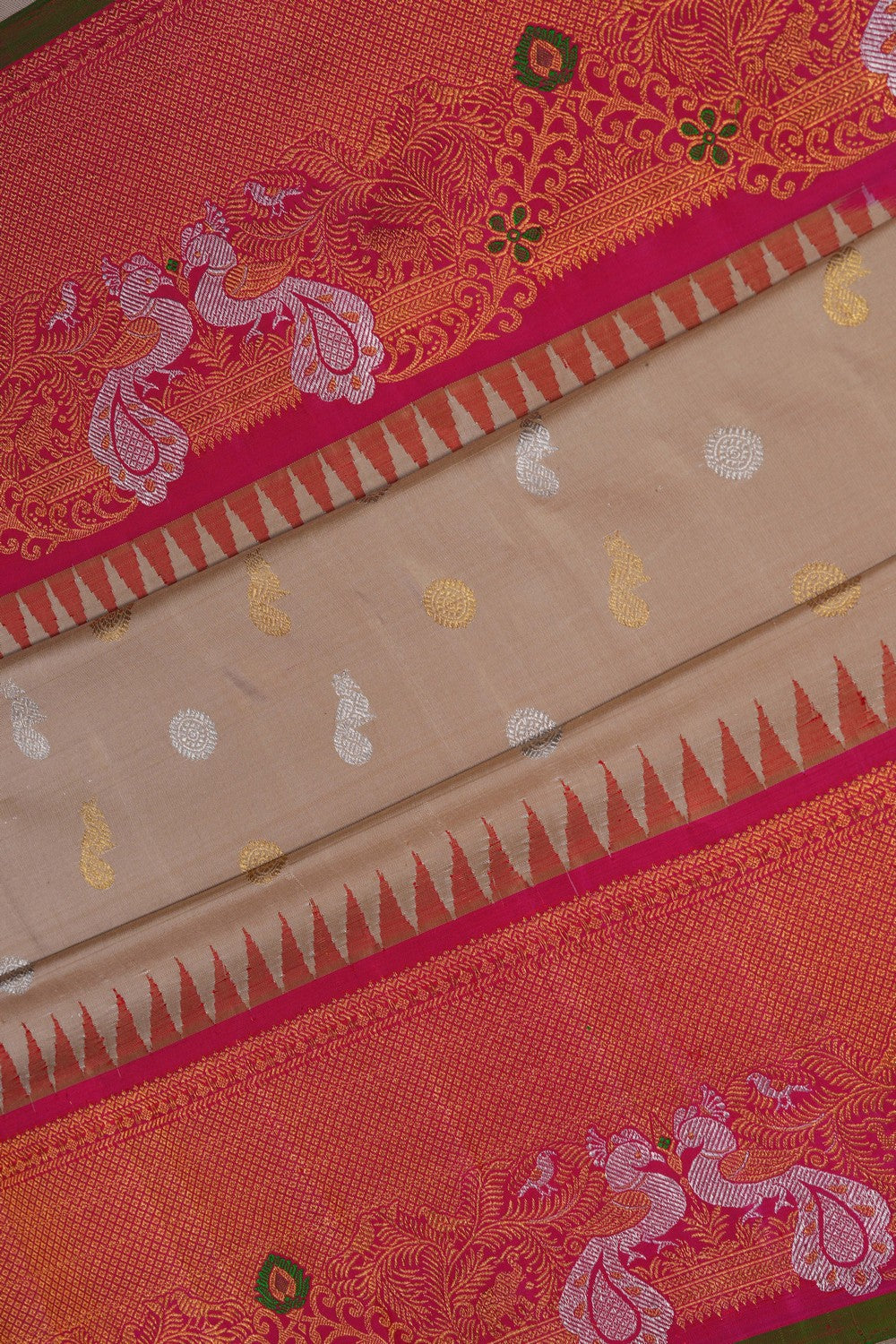 Image of Gadwal Silk Beige Saree