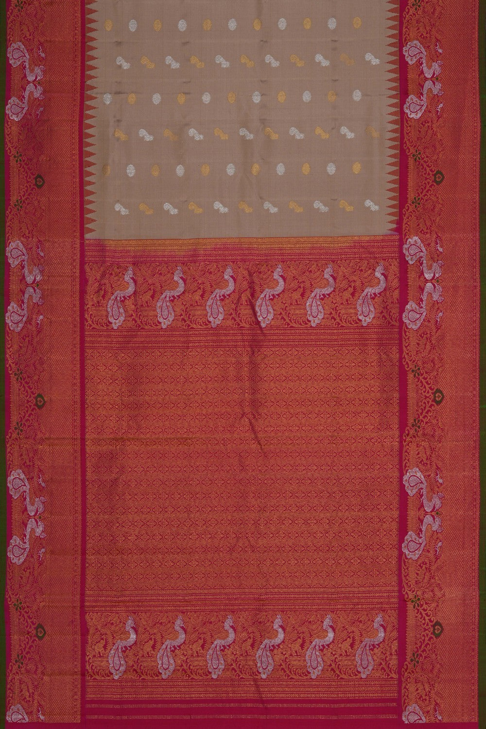 Image of Gadwal Silk Beige Saree